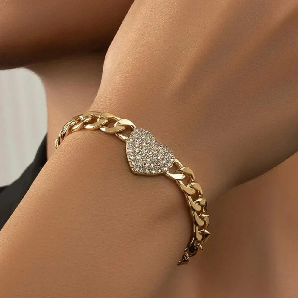 Rhinestone Heart Decor Bracelet Gift - Picture 1 of 4